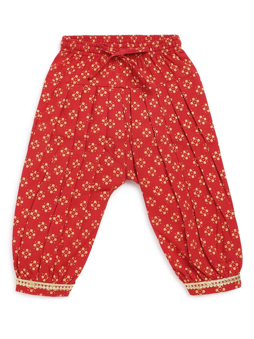 Baby Girl Bird Embroidery Jamna Set - Red - Image 6