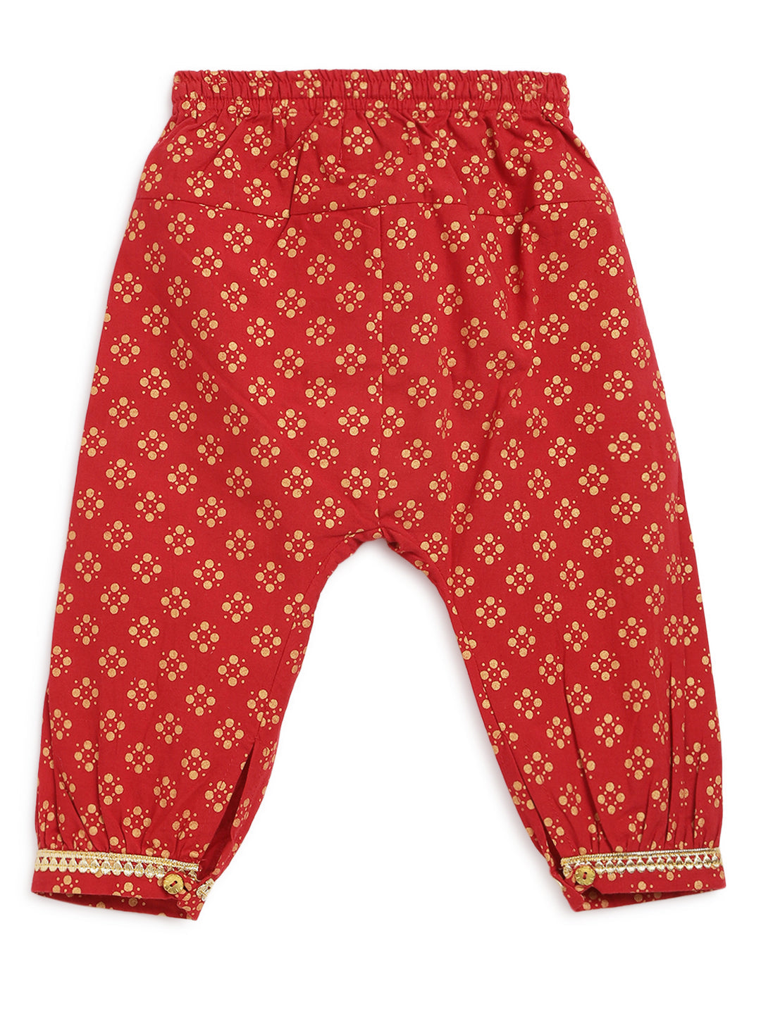 Baby Girl Bird Embroidery Jamna Set - Red