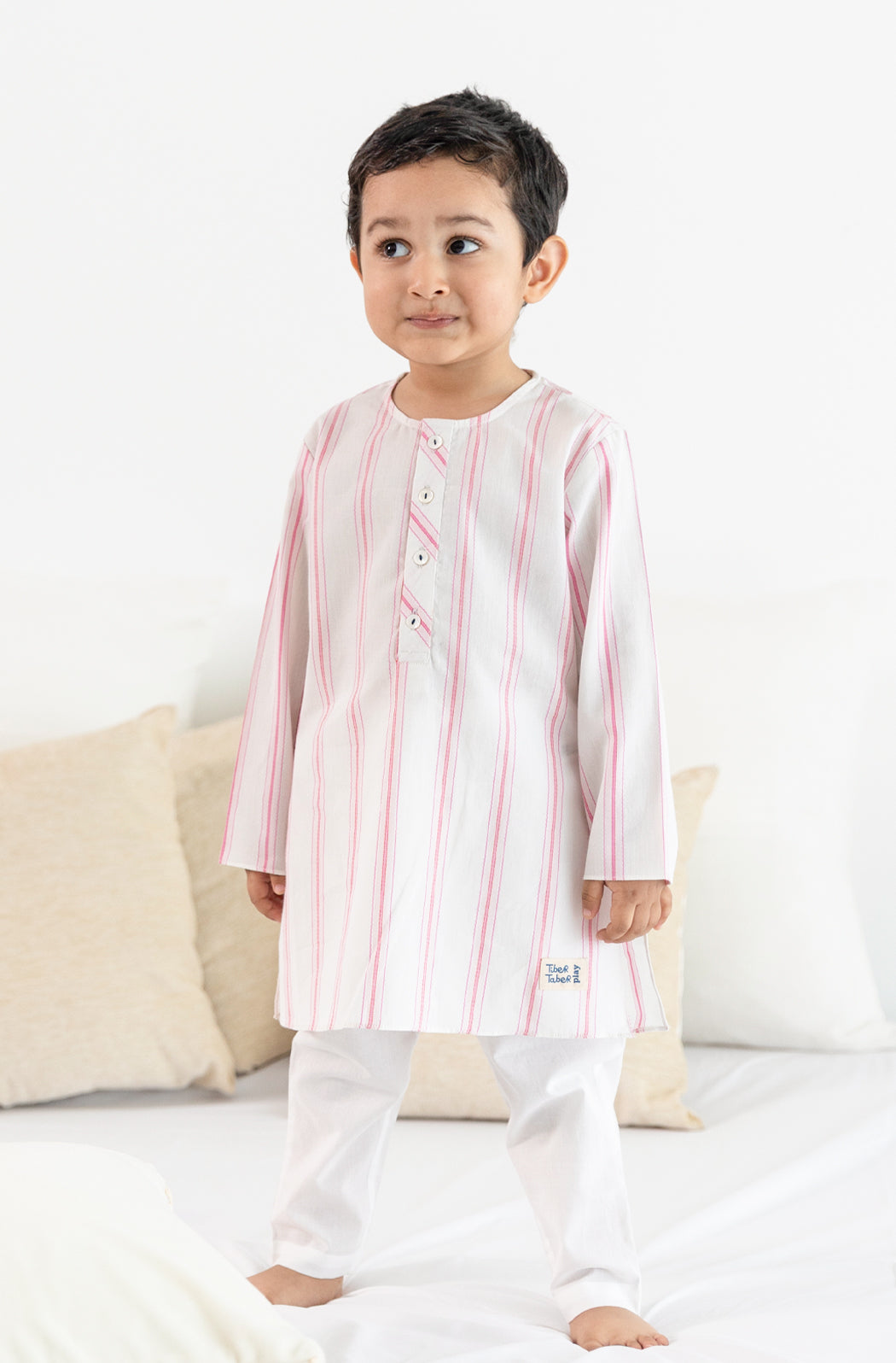 Pink Stripes Boy Kurta Set - Image 4