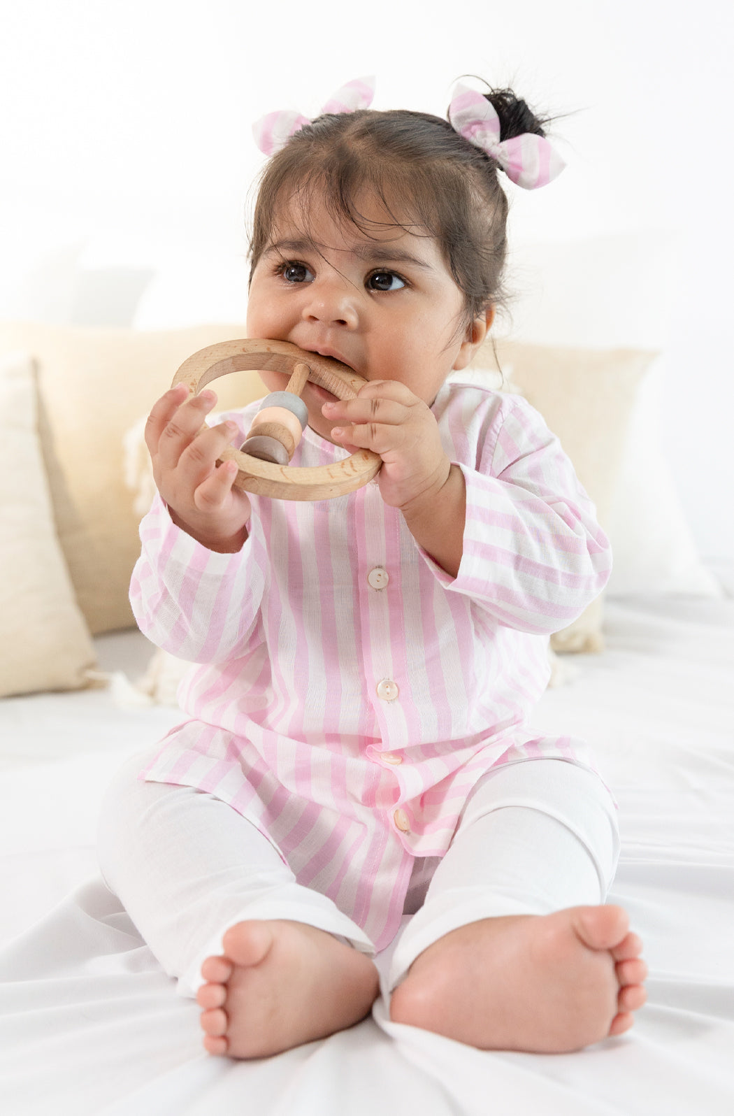 Blush Pink Stripes Baby Kurta Set