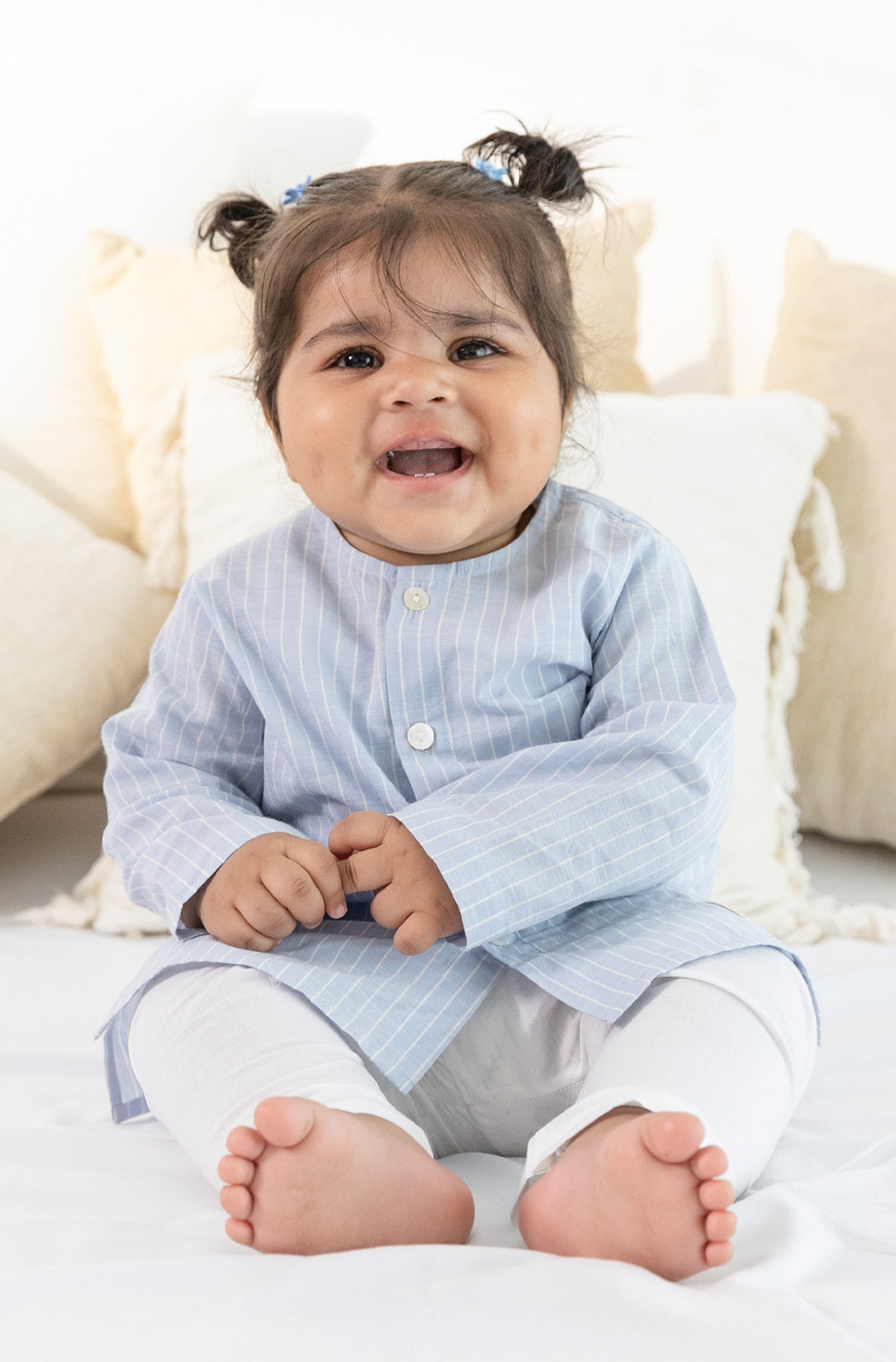 Blue Stripes Baby Kurta Set - Image 4