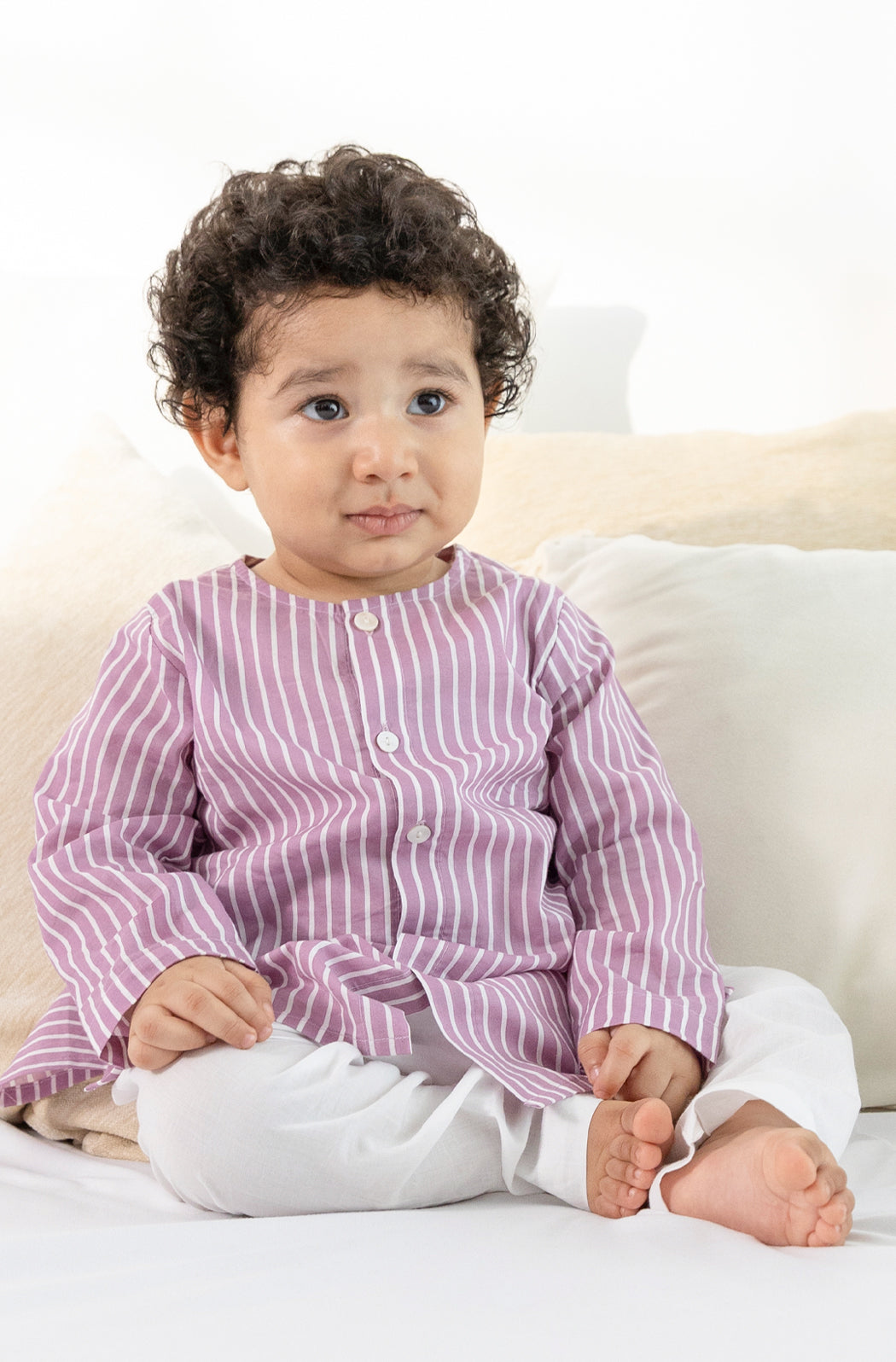 Purple Stripes Baby Kurta Set - Eco-friendly - Sama Homes