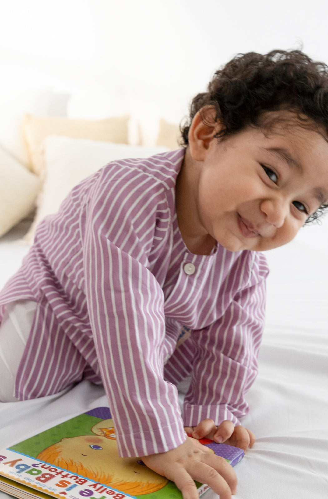 Purple Stripes Baby Kurta Set
