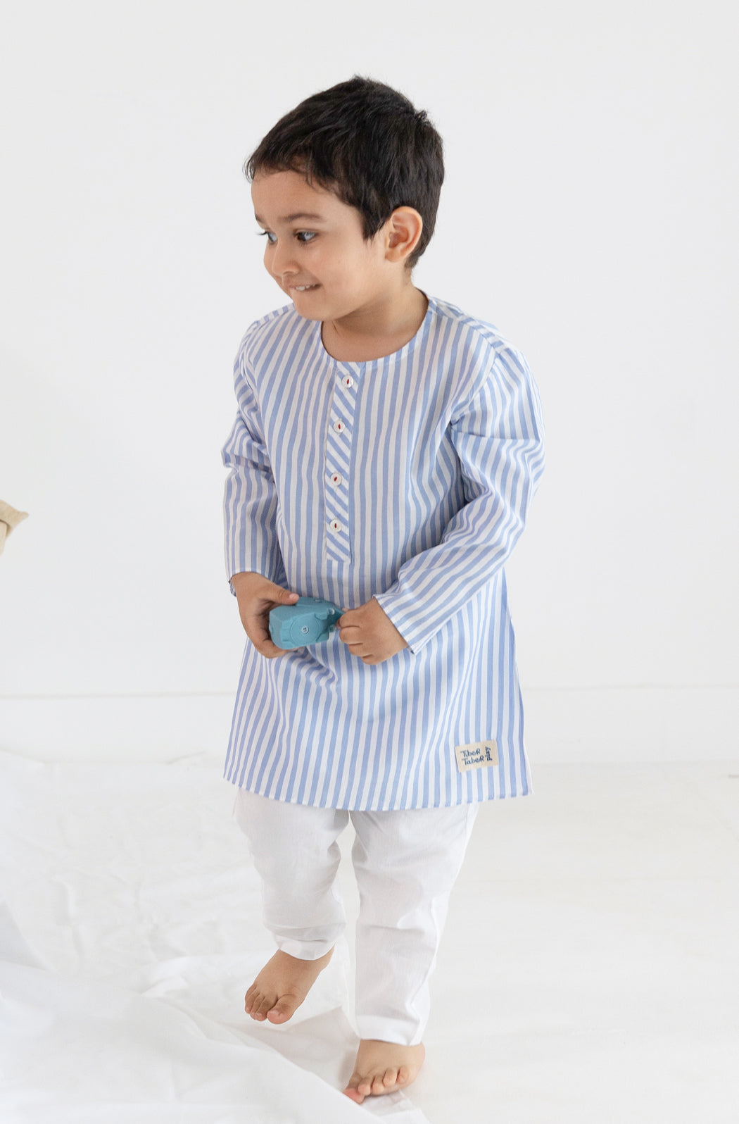 Blue Stripes Boy Kurta Set - Eco-friendly - Sama Homes