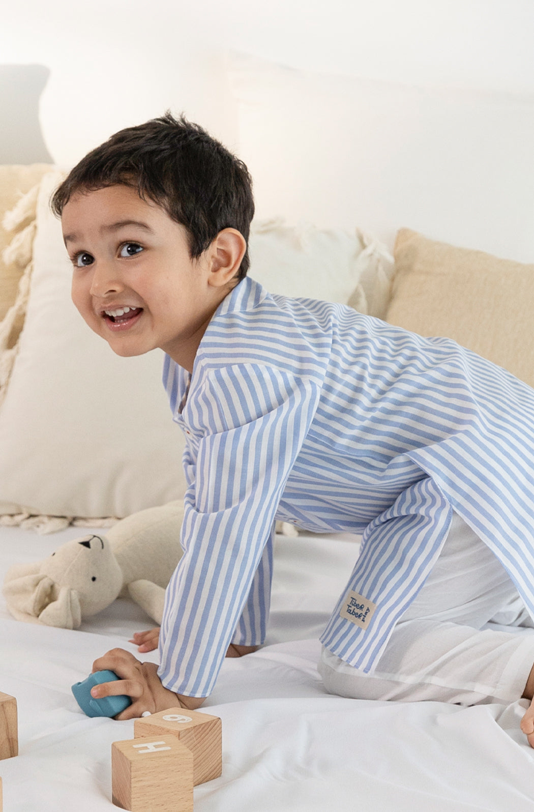 Blue Stripes Boy Kurta Set