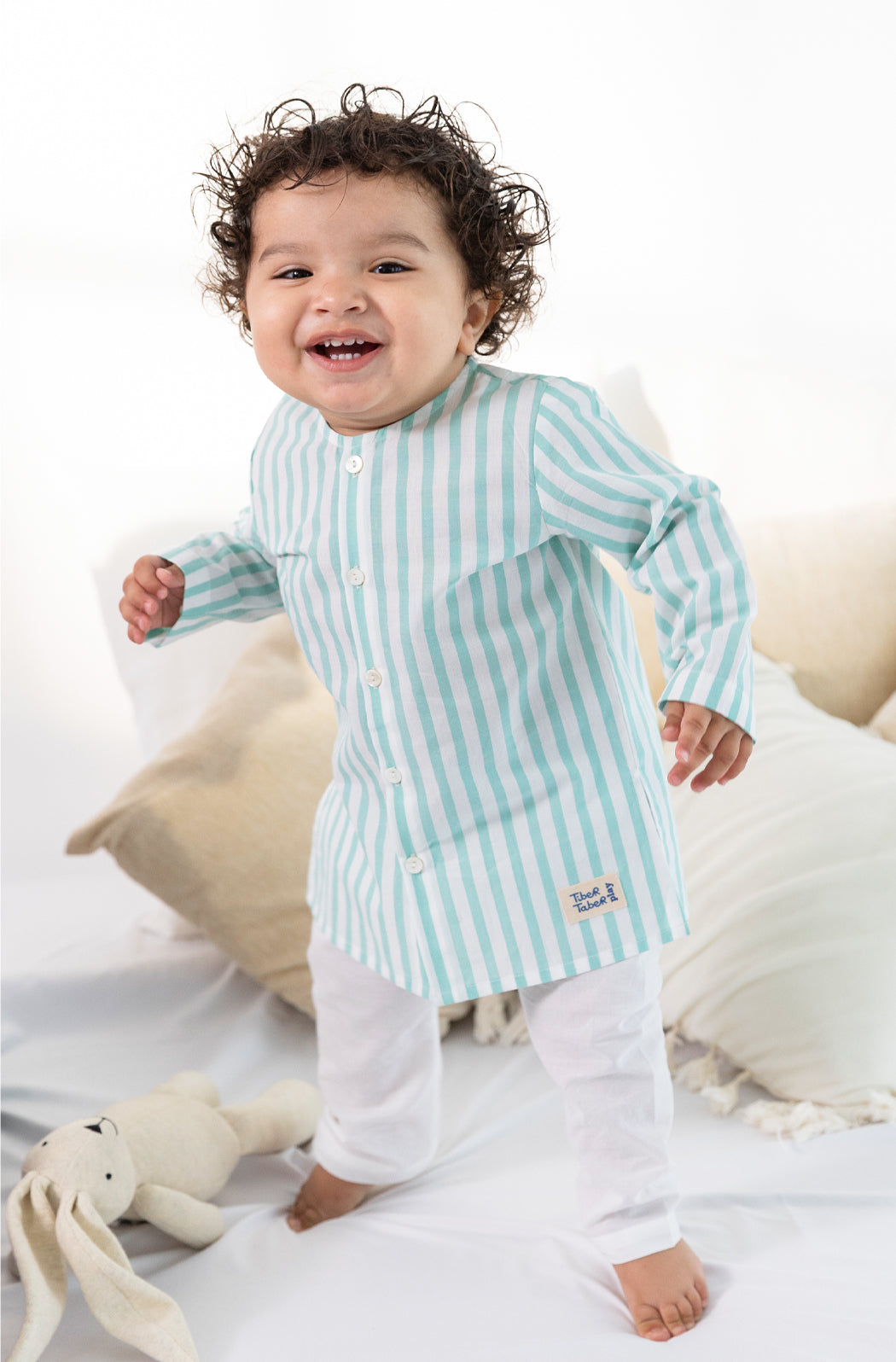 Green Stripes Baby Kurta Set