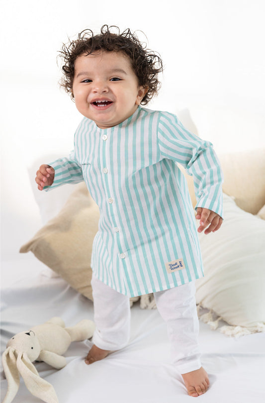 Green Stripes Baby Kurta Set