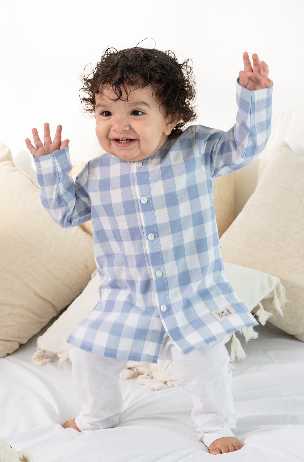 Sky Checks Baby Kurta Set