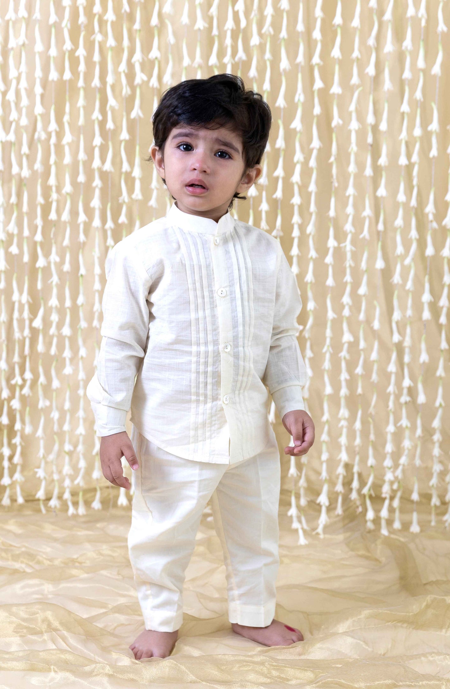 Baby Boy Slub Shirt-Cream