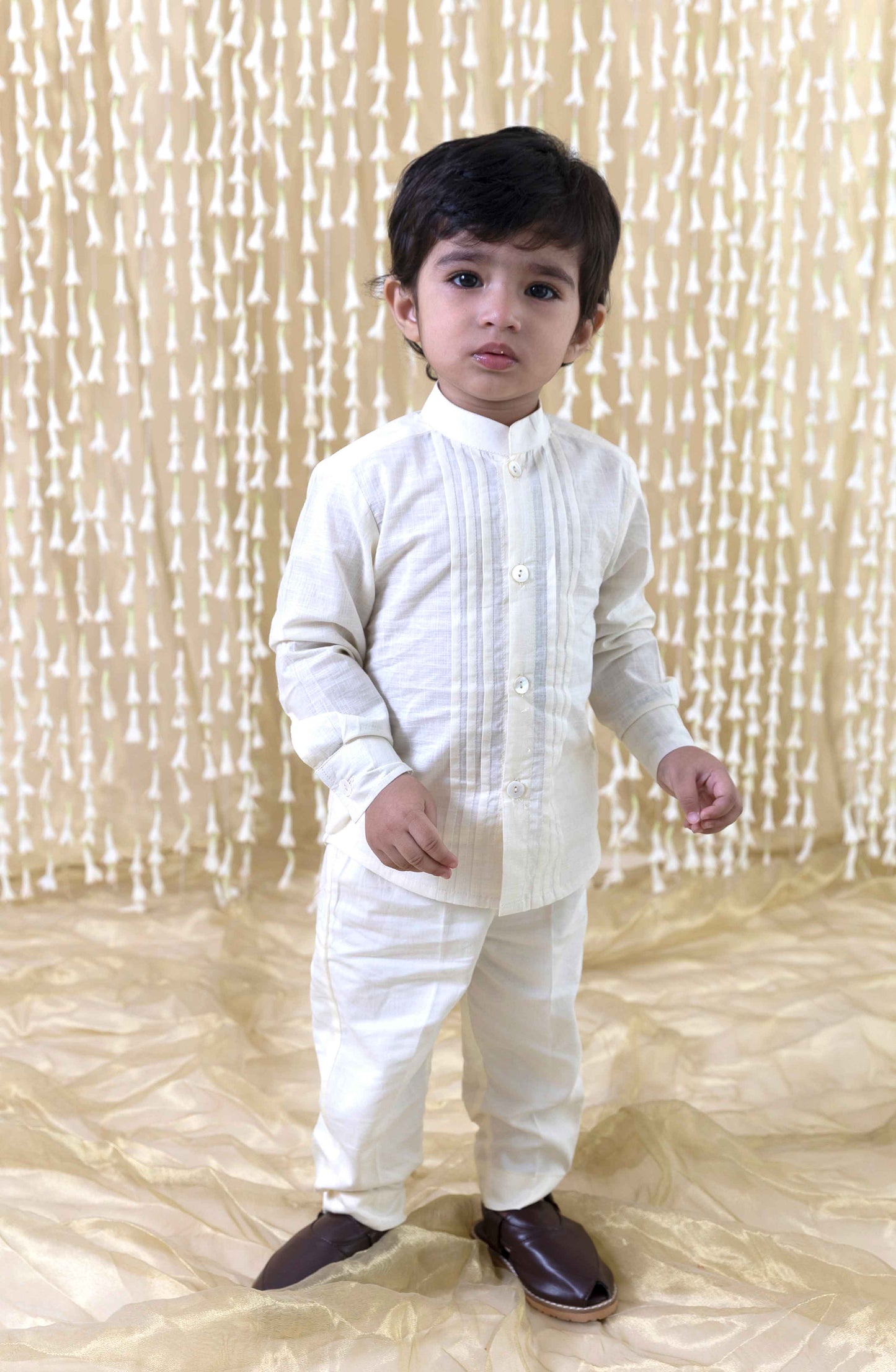 Baby Boy Slub Shirt-Cream