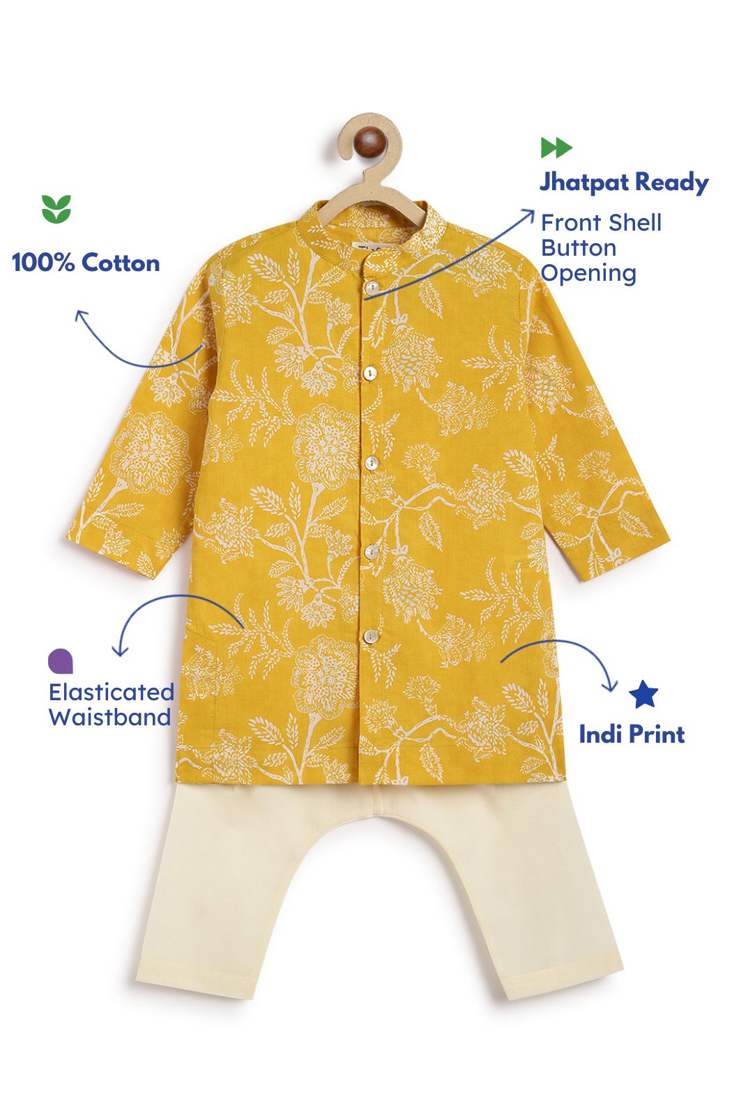 Baby Boy Floral Print Kurta Set - Image 3