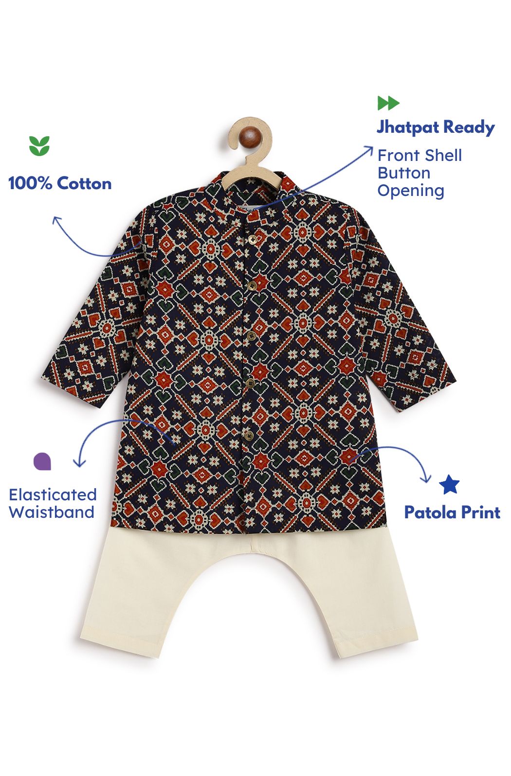 Baby Boy Patola Print Kurta Set