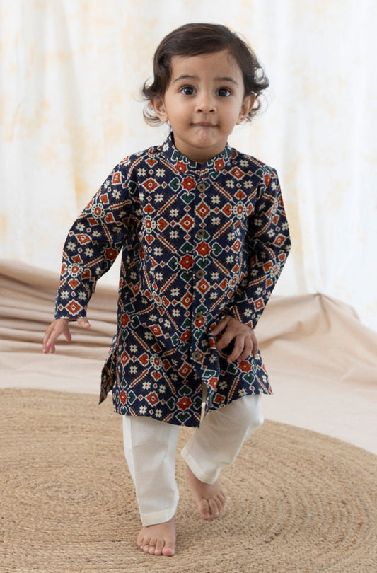 Baby Boy Patola Print Kurta Set