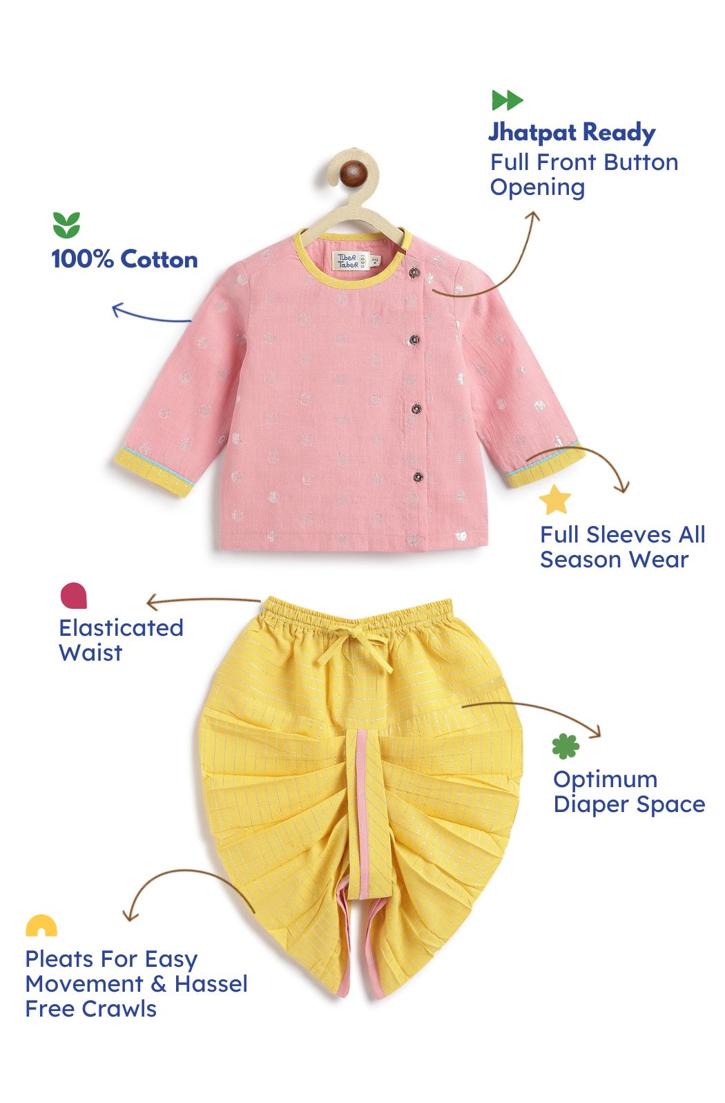 Little Polka Dots Dhoti Kurta Set