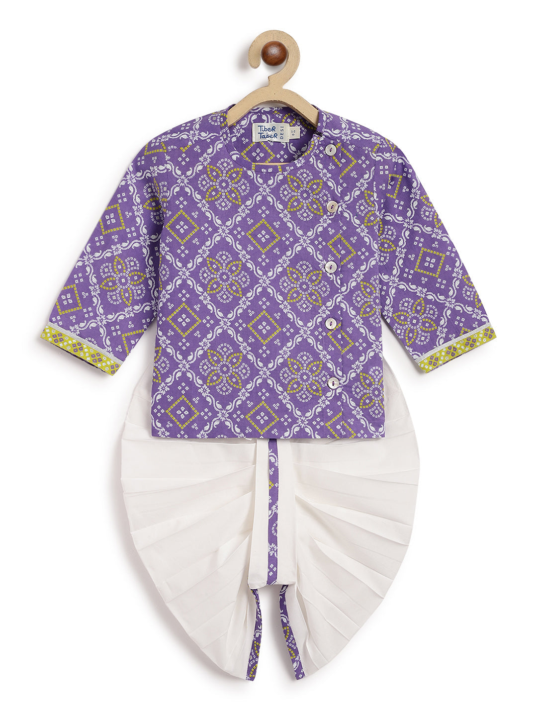 Purple Bandhani Pop Dhoti Set