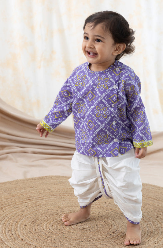 Purple Bandhani Pop Dhoti Set