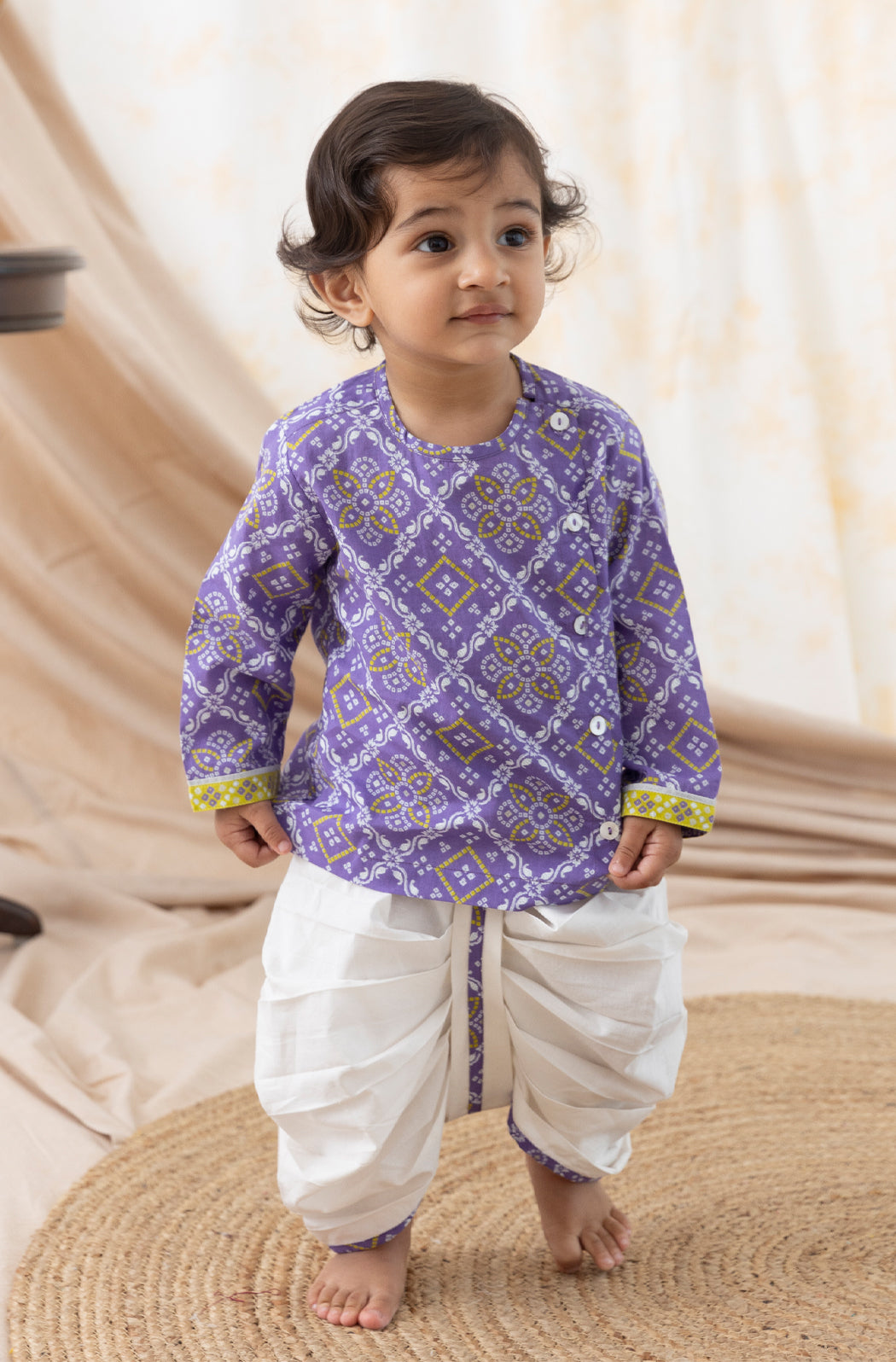 Purple Bandhani Pop Dhoti Set