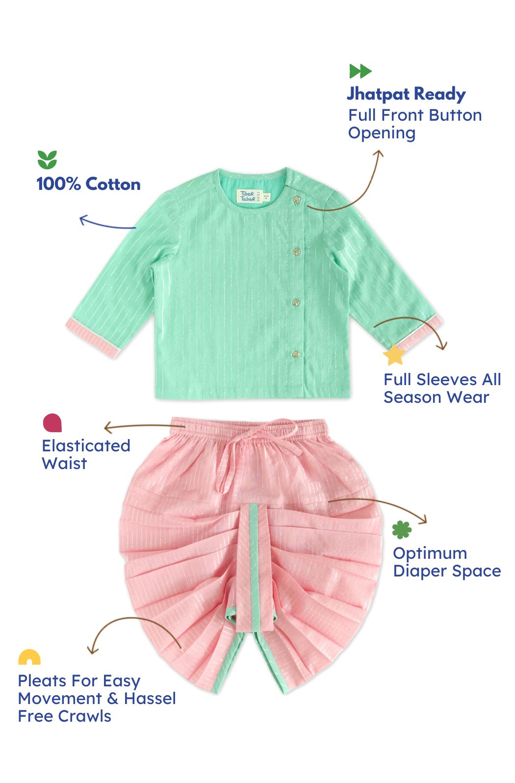 Lurex Stripes Dhoti Kurta Set - Image 3