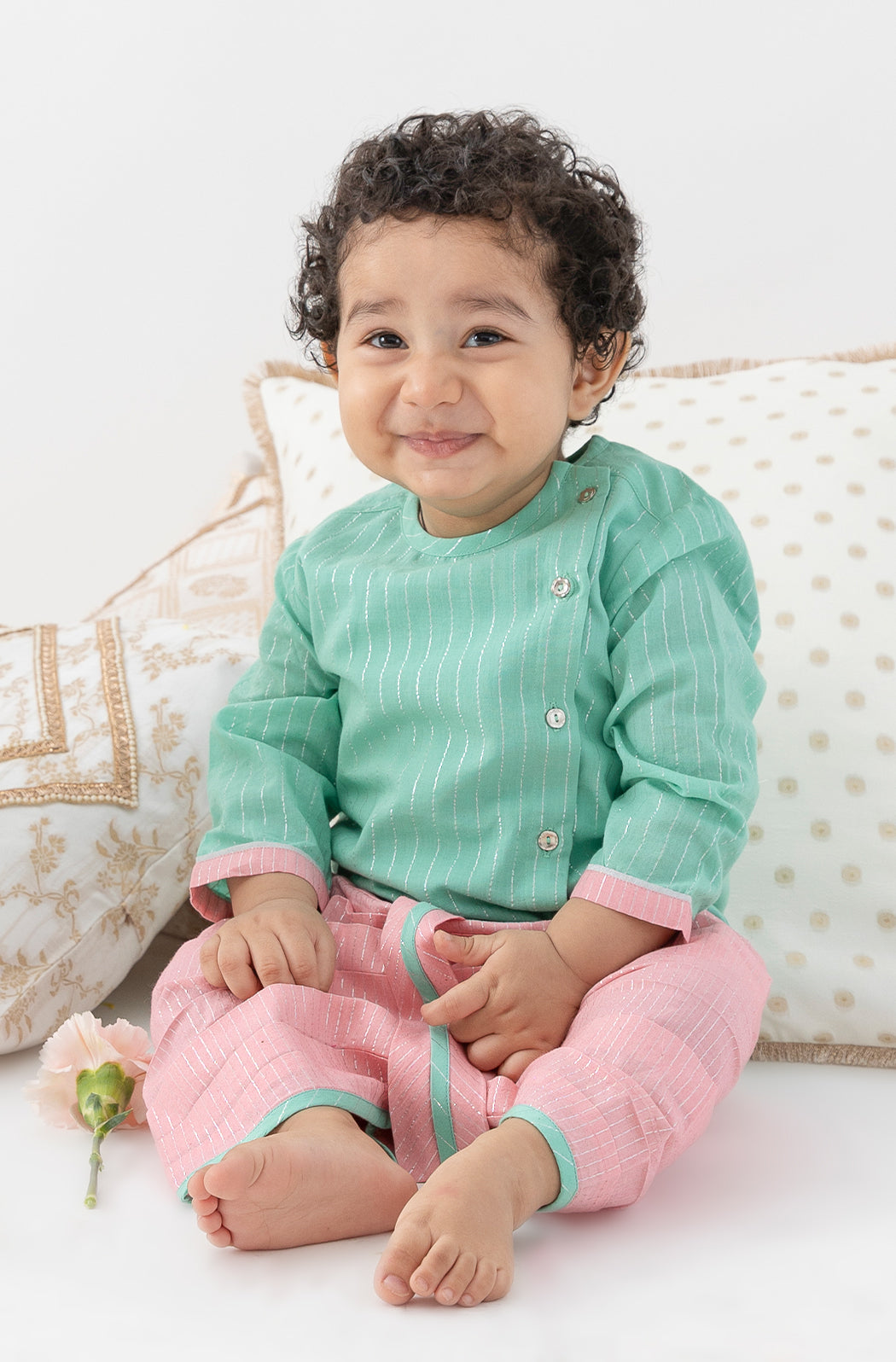 Lurex Stripes Dhoti Kurta Set