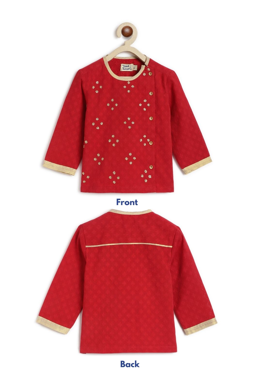 Zari Dhoti Kurta Set - Red - Image 4