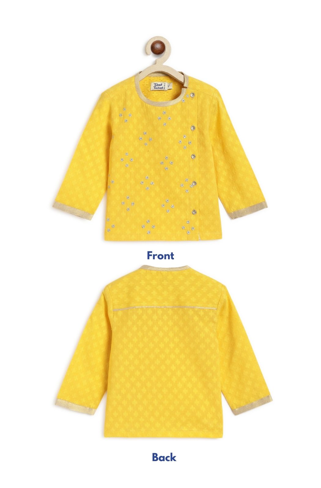 Zari Dhoti Kurta Set - Yellow - Image 4