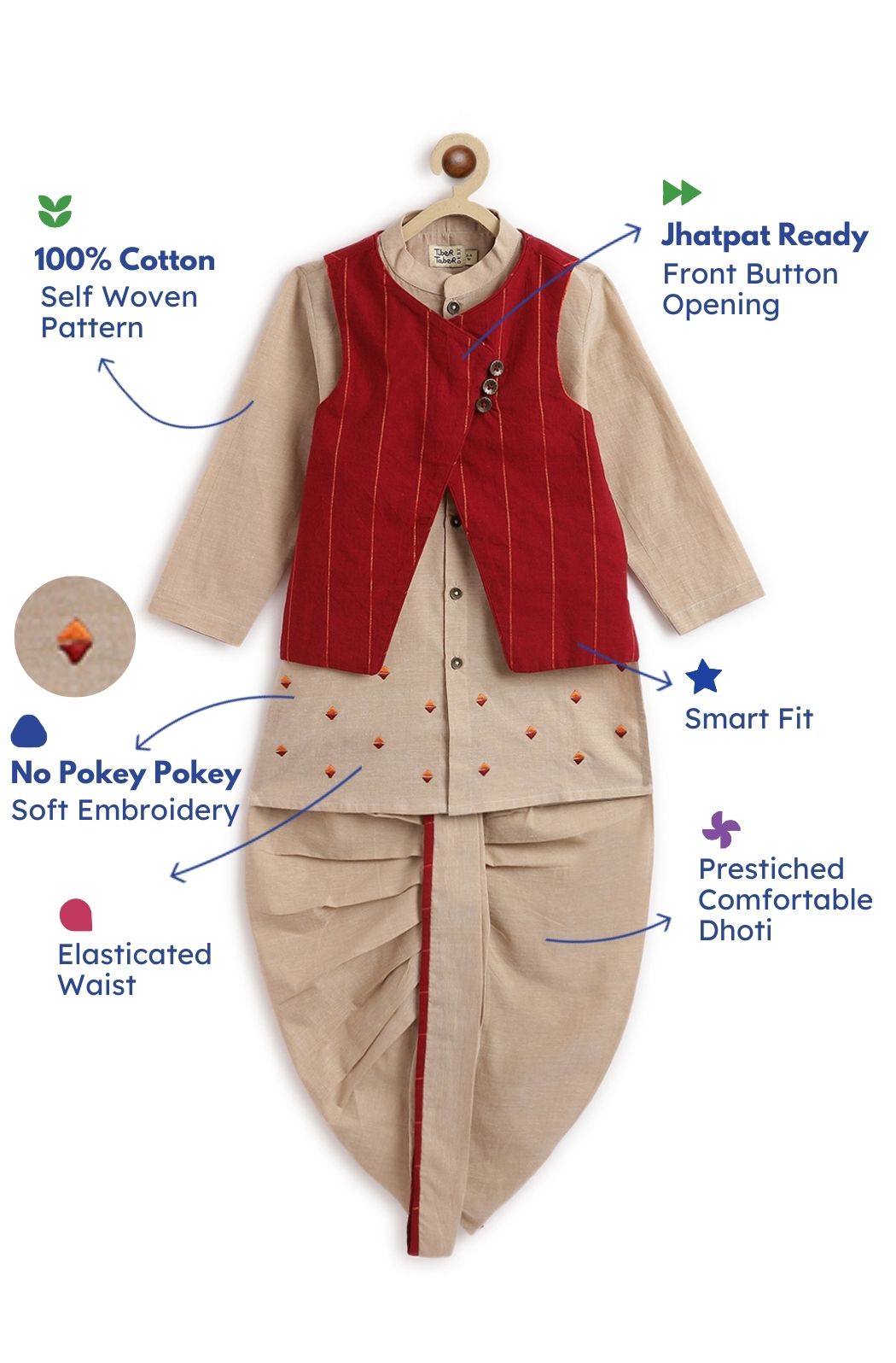 Reversible Razzle 3 Pc Dhoti Set - Image 2