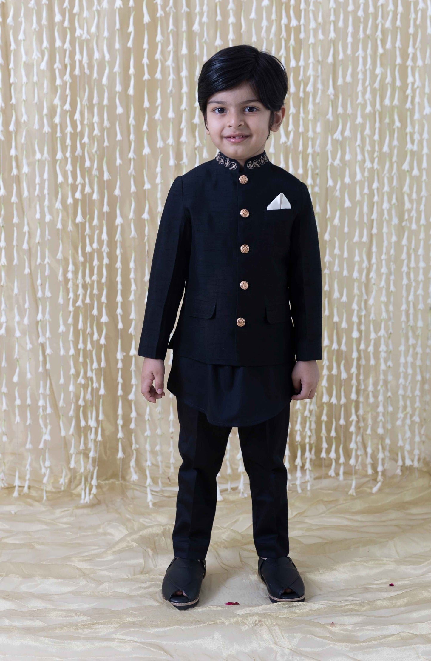 Nazaqat Bandhgala for Boys - Black