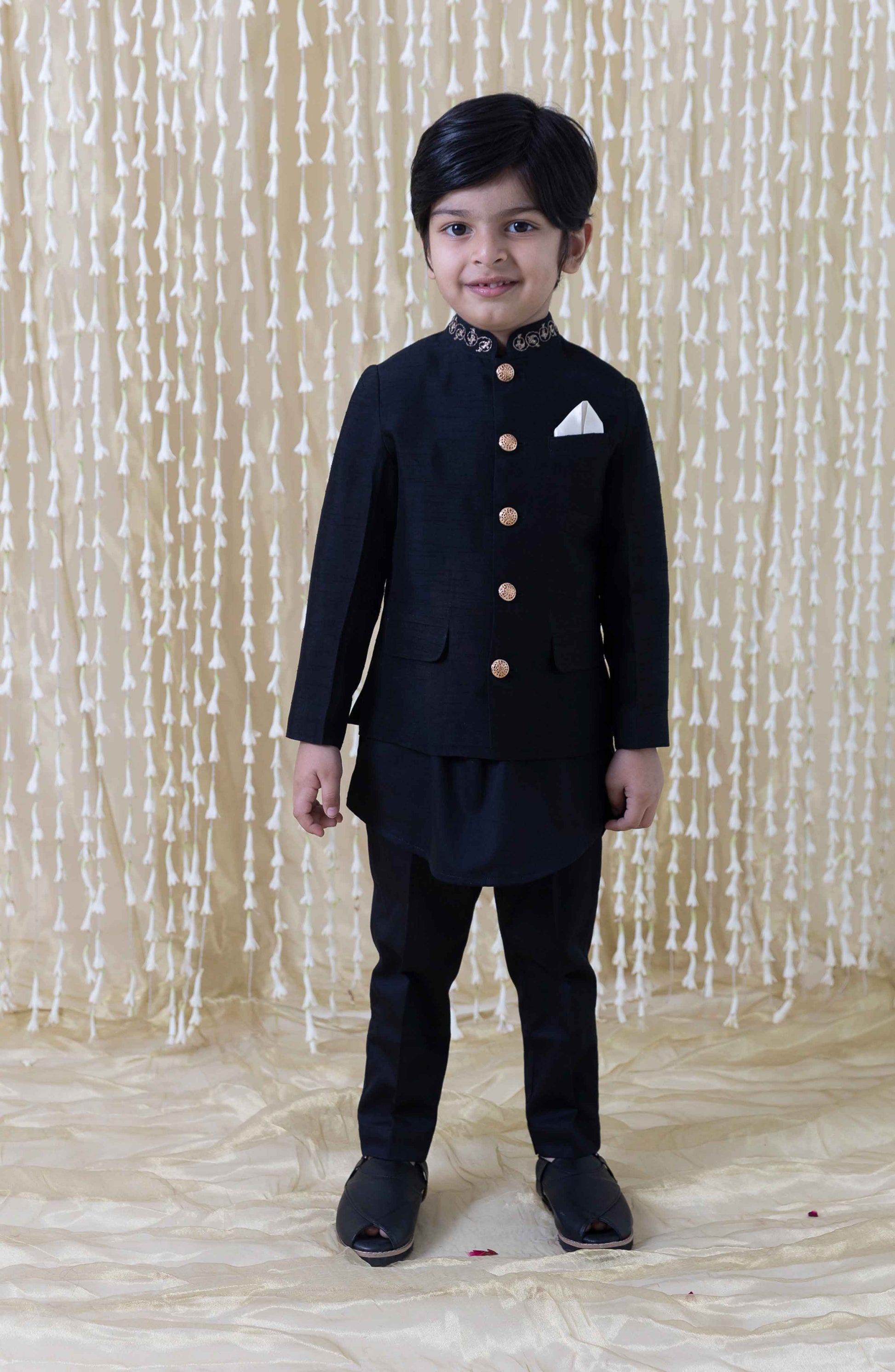 Nazaqat Bandhgala for Boys - Black - Image 5