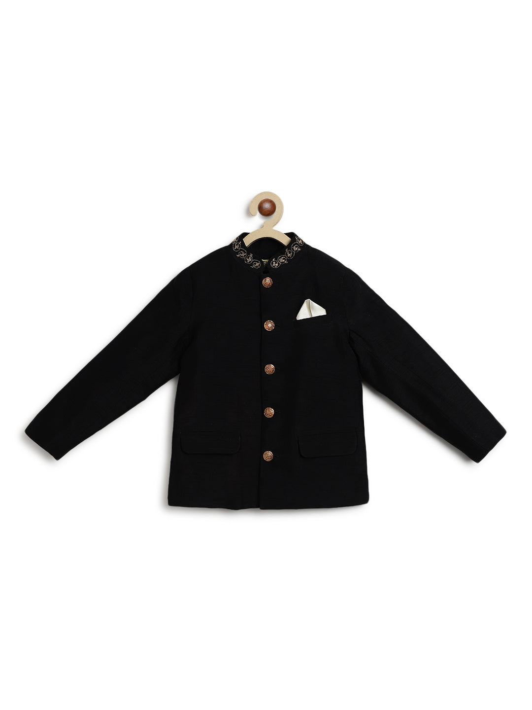 Nazaqat Bandhgala for Boys - Black - Image 2