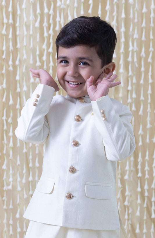 Nazaqat Bandhgala for Boys - Cream