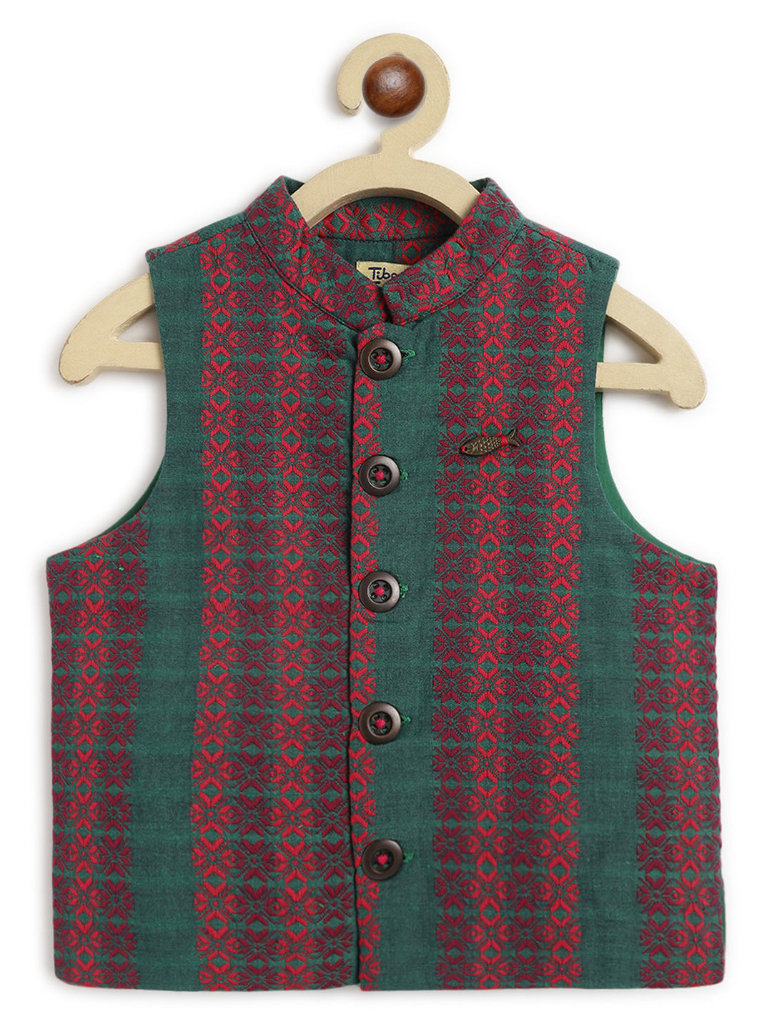 Jacquard Multi 3 Pc Bundi Set - Maroon