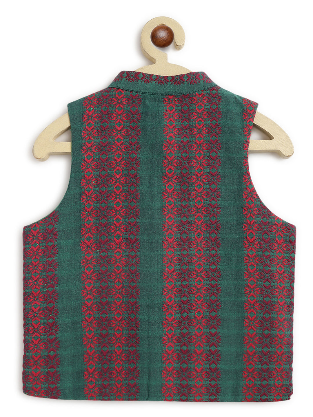 Jacquard Multi 3 Pc Bundi Set - Maroon