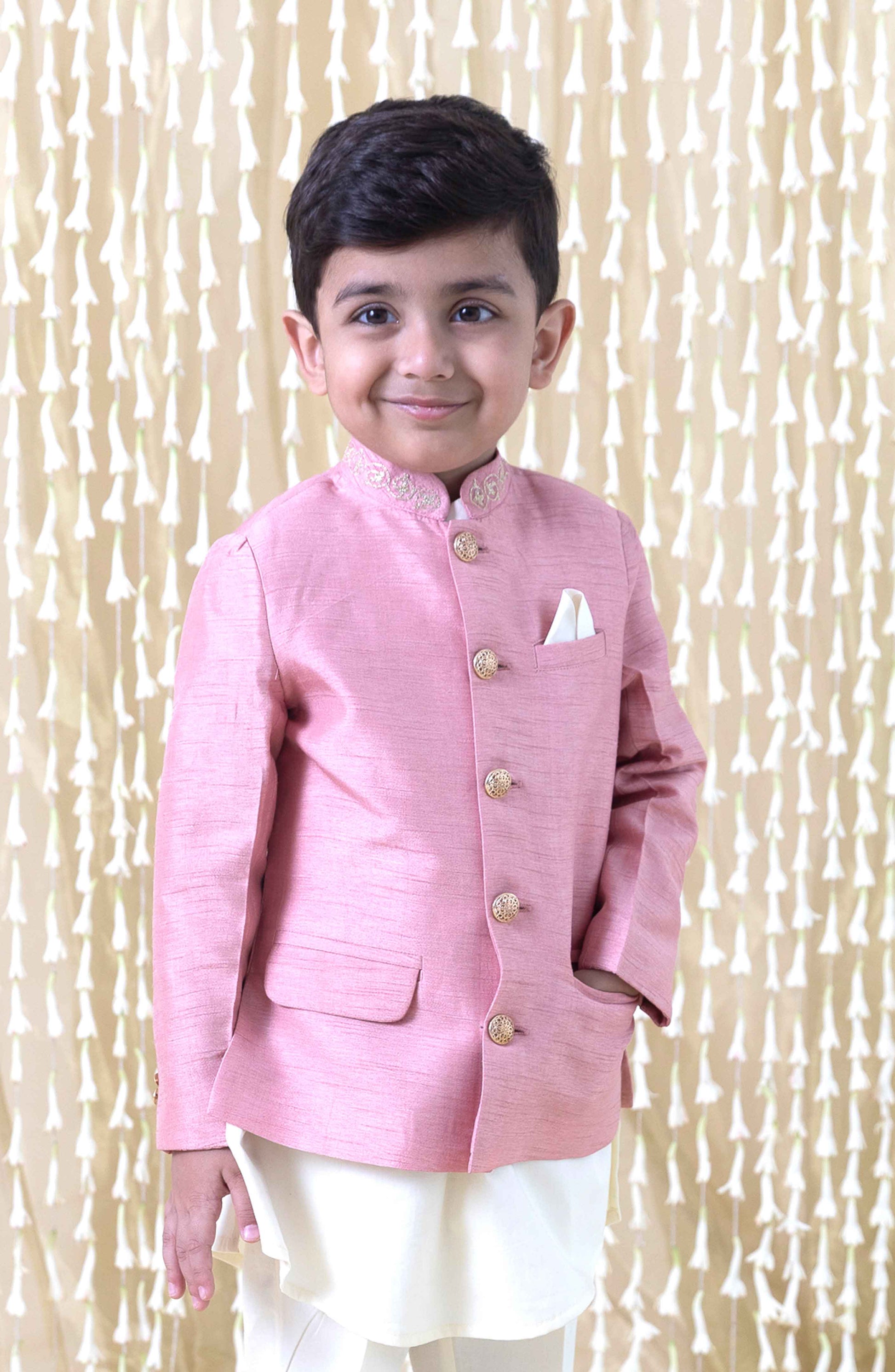 Nazaqat Bandhgala for Boys - Pink - Eco-friendly - Sama Homes