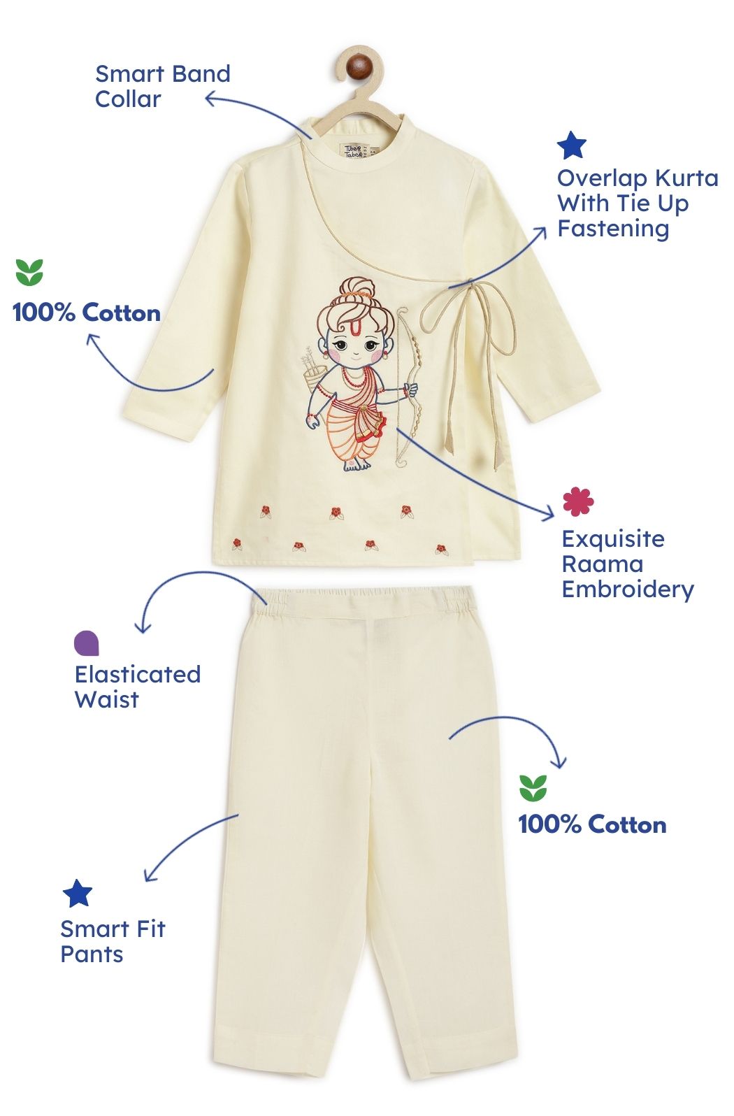 Ram Lalla Kurta Pant Set - Cream