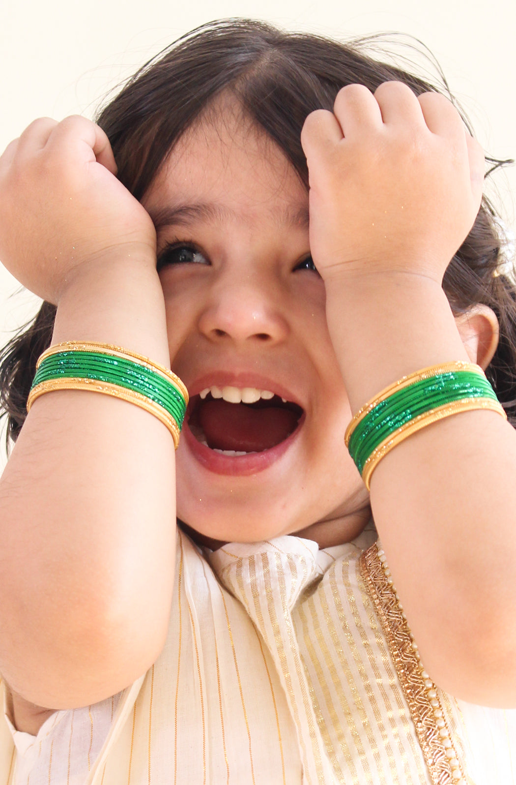 Glittering Green Gold Bangles - Eco-friendly - Sama Homes