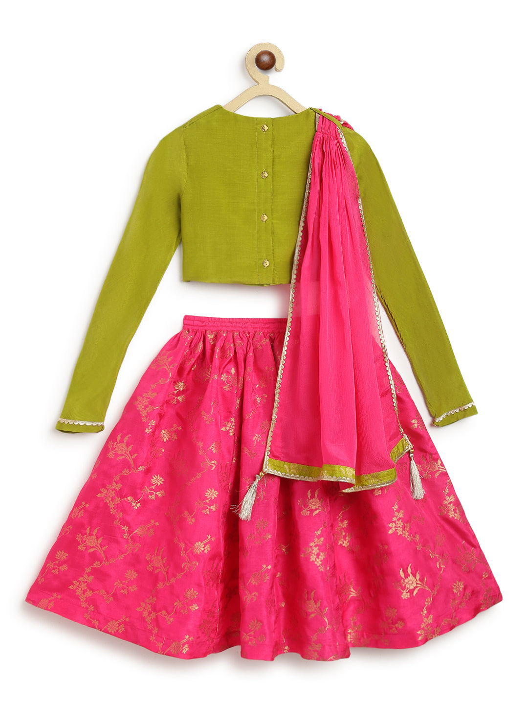 Blossom Glow Lehenga Set - Green - Image 3