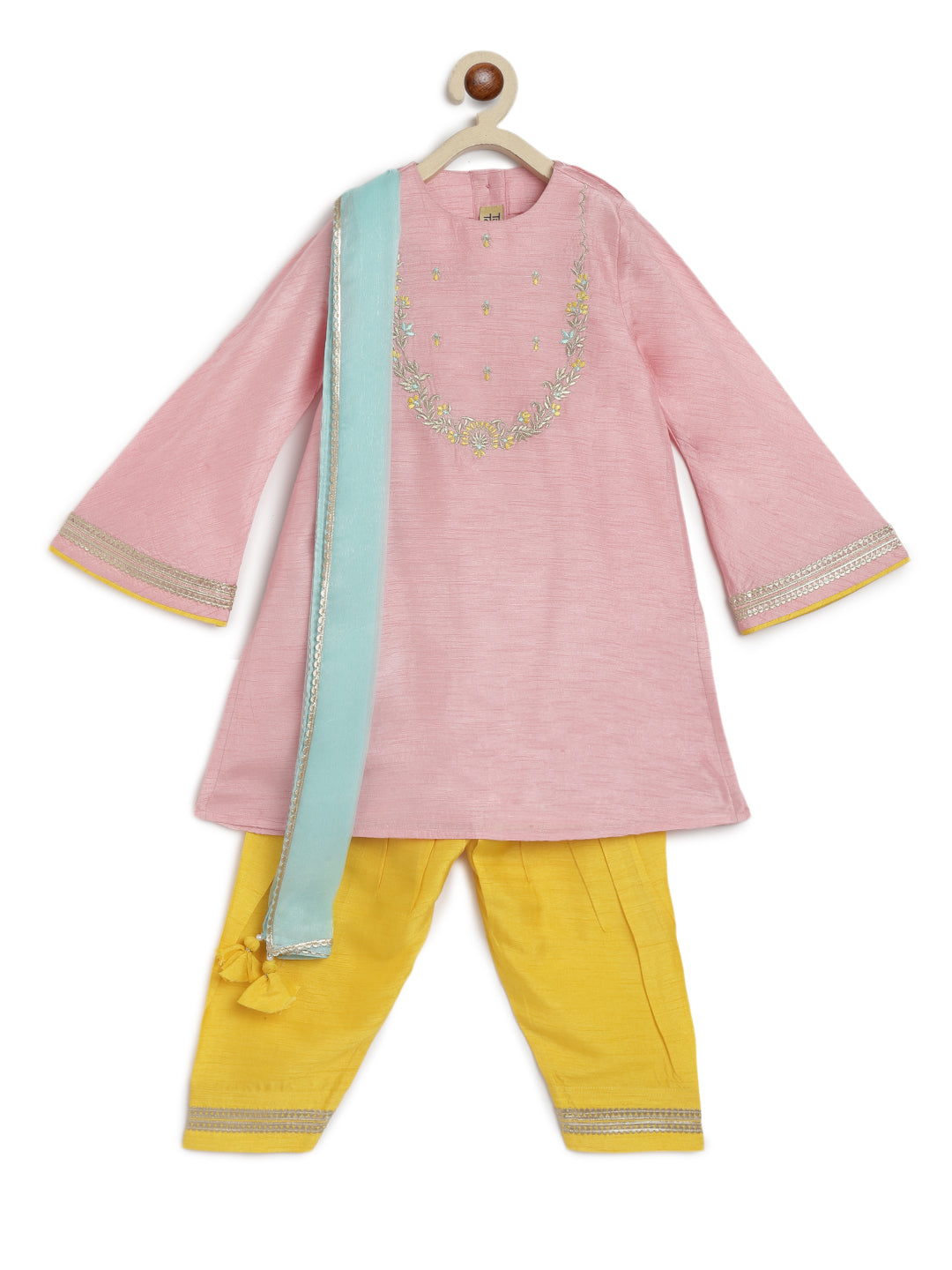Nargis Silk Suit Set for Girls - Pink - Image 2