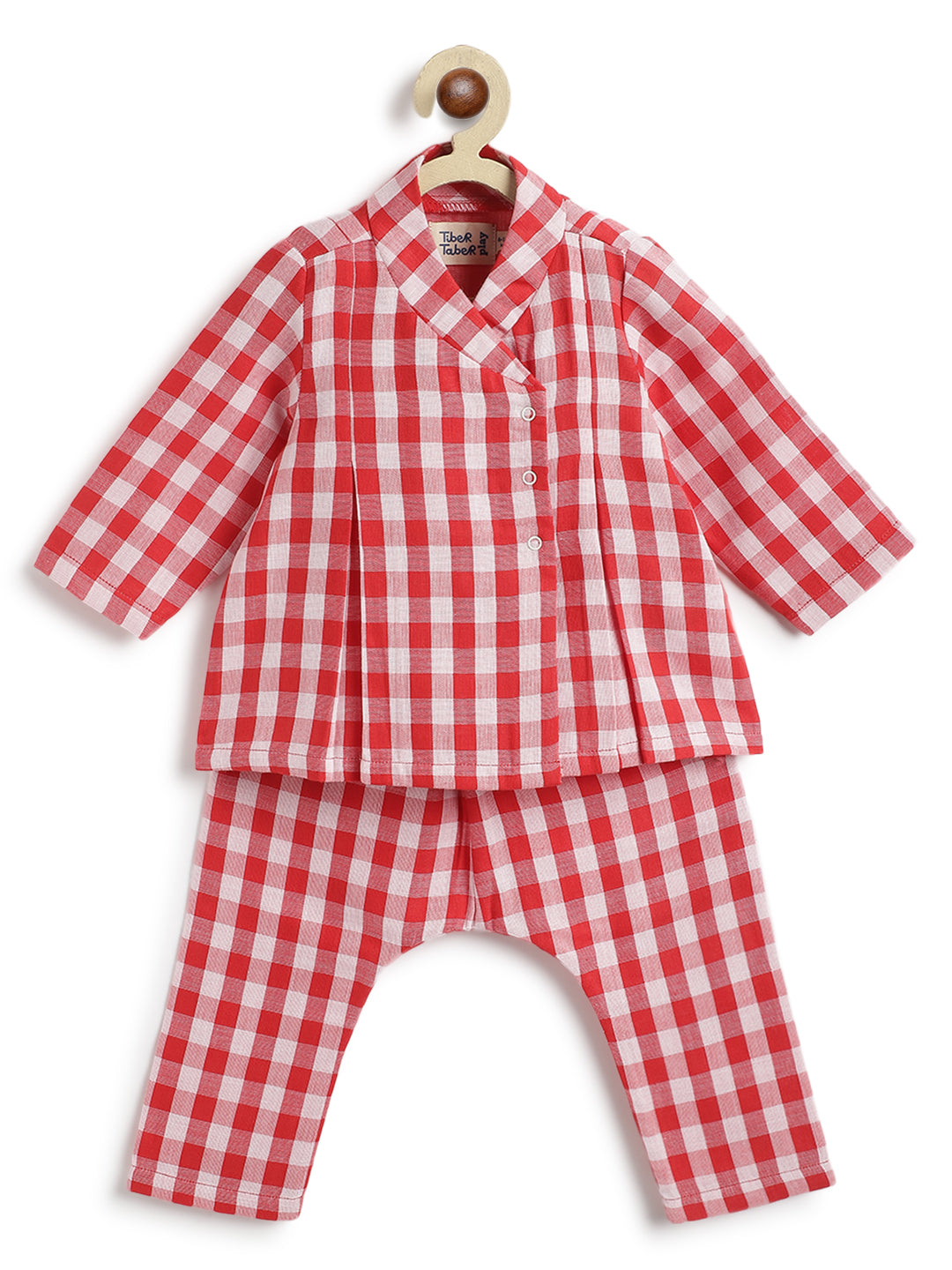 Checks Flexi Kimono Set - Red - Image 5