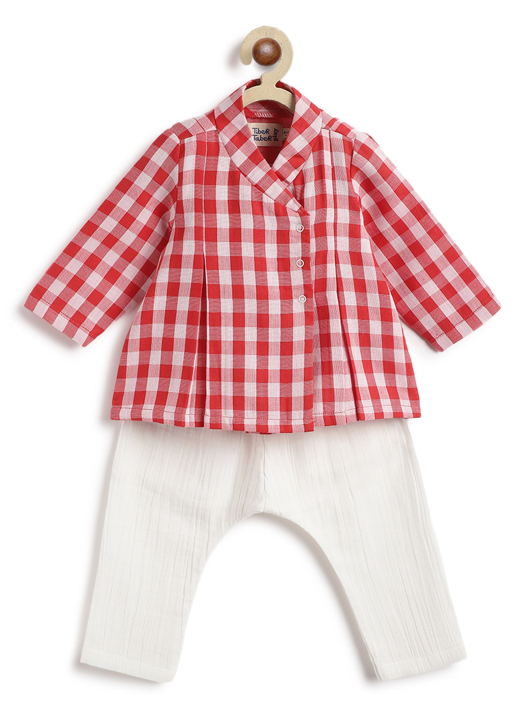 Checks Flexi Kimono Set - Red