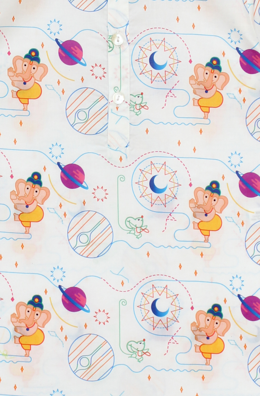 Ganesh Blessing Kurta Pyjama Set - White - Image 7