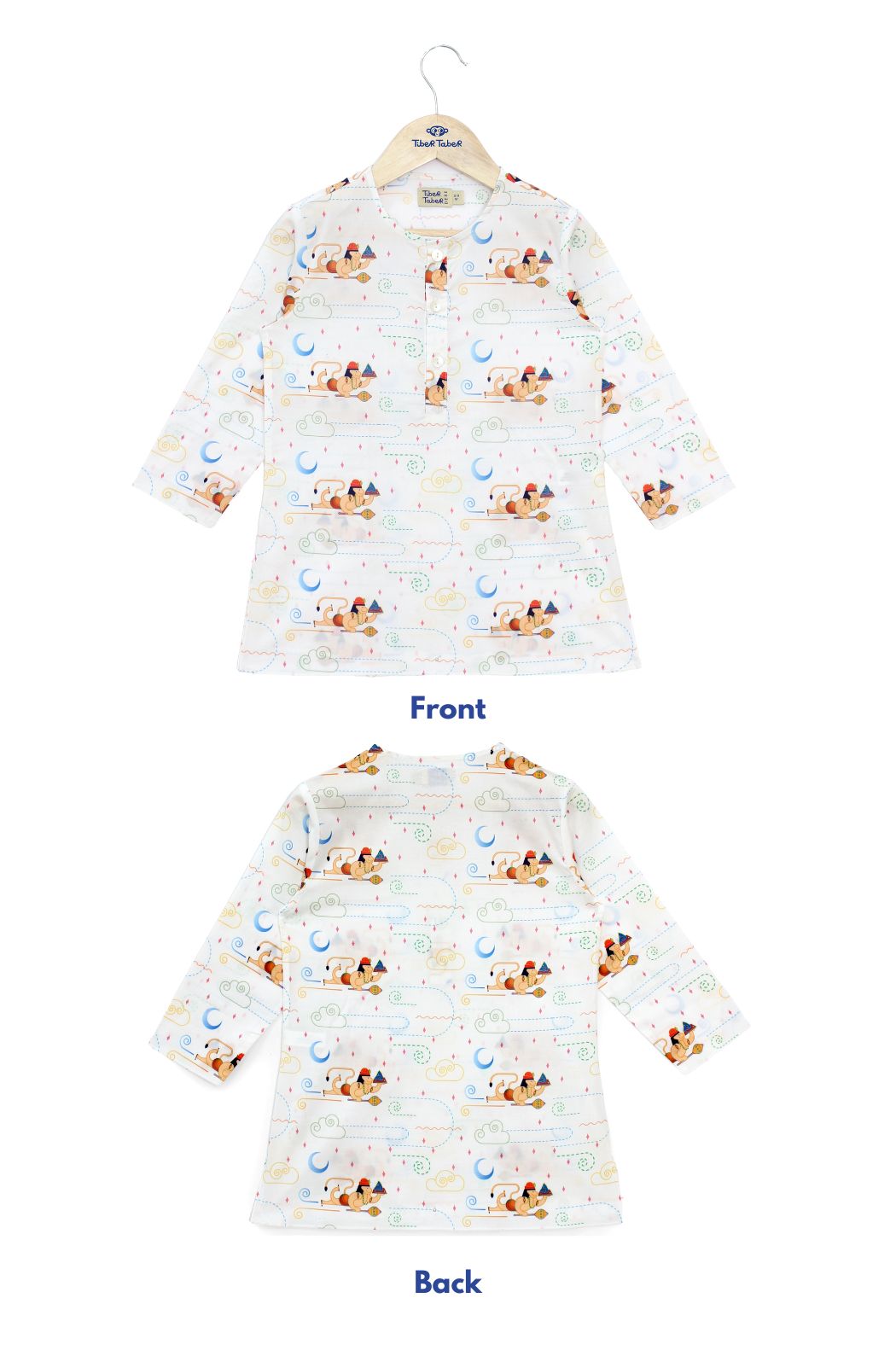 Hanuman Blessing Kurta Pyjama Set - White - Image 4