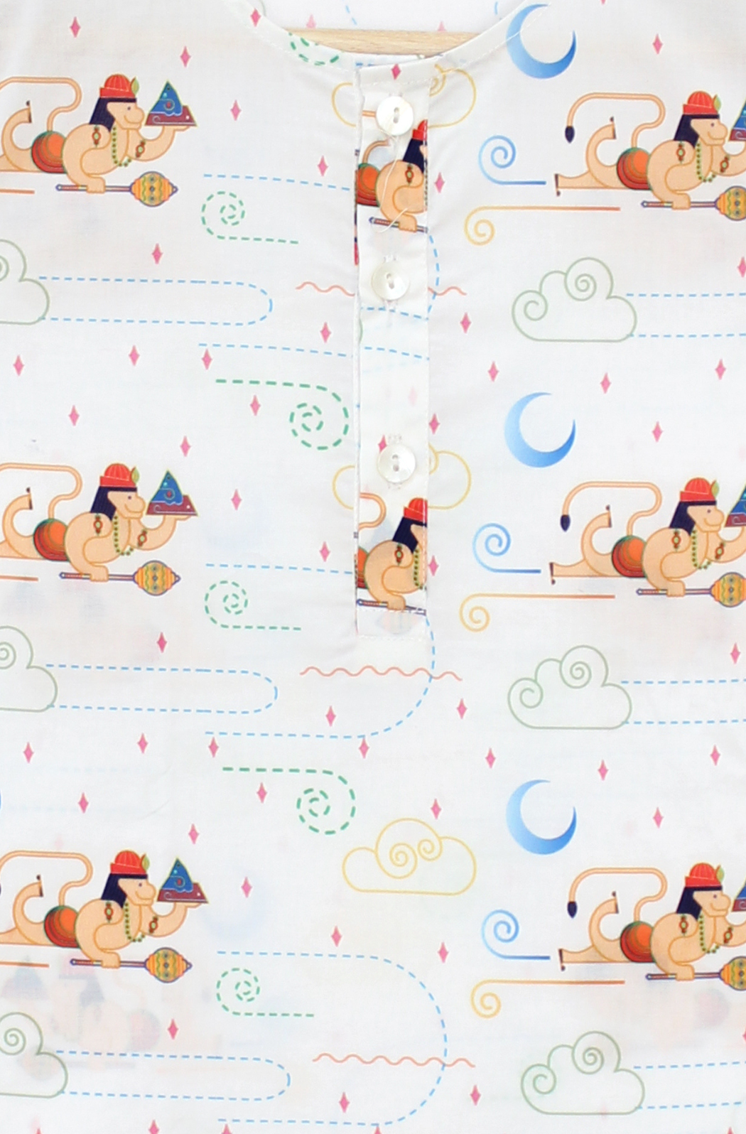 Hanuman Blessing Kurta Pyjama Set - White - Image 7