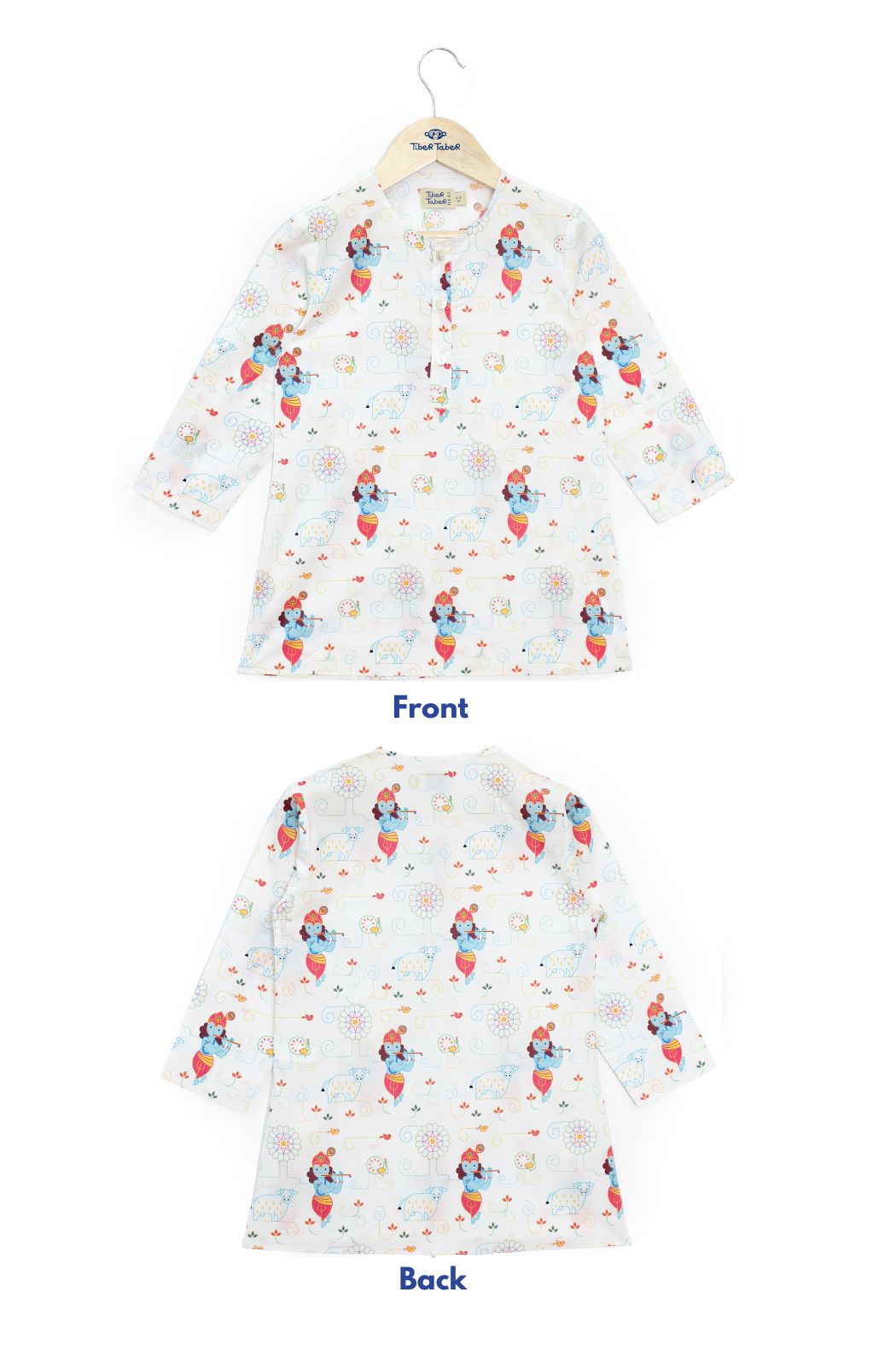 Krishna Blessing Kurta Pyjama Set - White