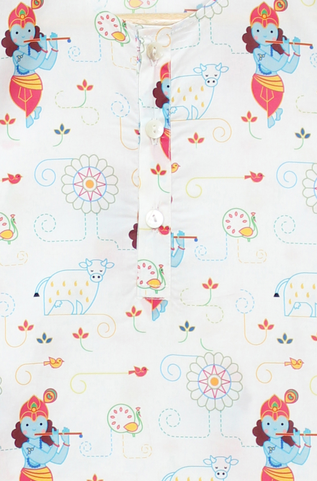 Krishna Blessing Kurta Pyjama Set - White