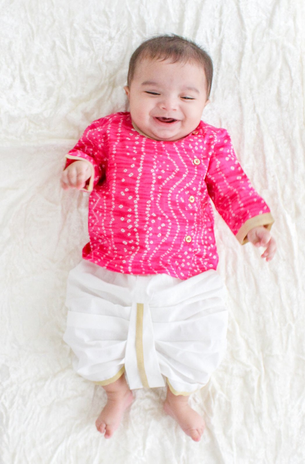 Bandhani Pink Prince Dhoti Set - Pink - Eco-friendly - Sama Homes