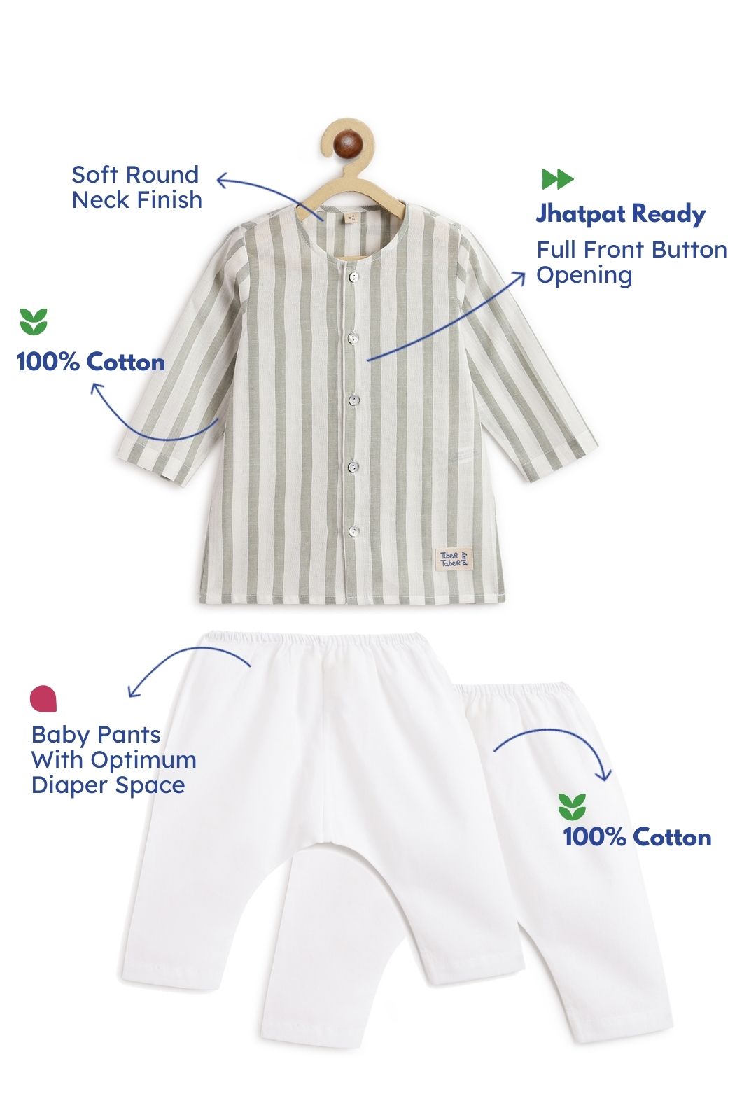 Cityscape Stripes Baby Kurta Set - Image 2