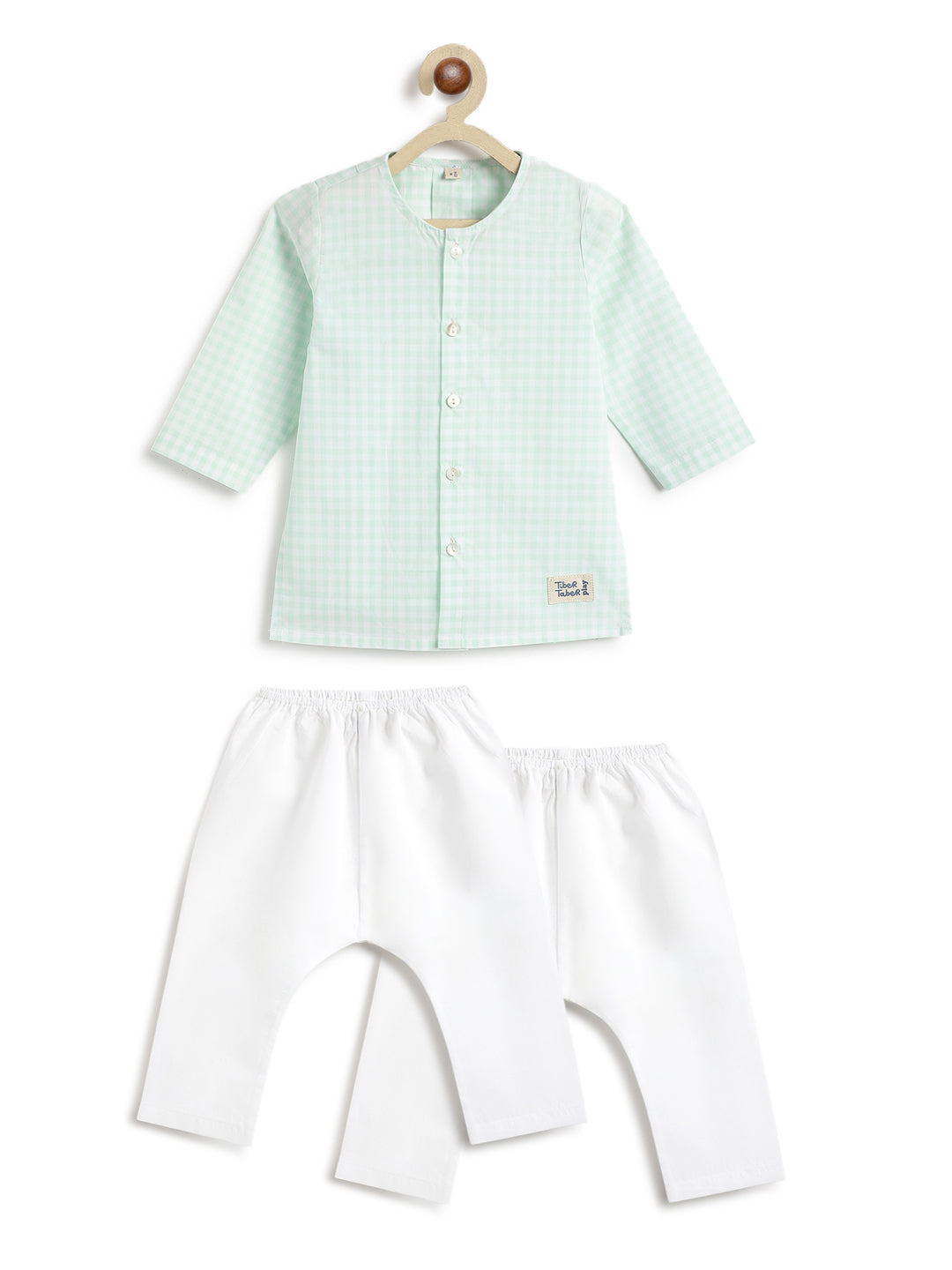 Mint Checks Baby Kurta Set - Image 2