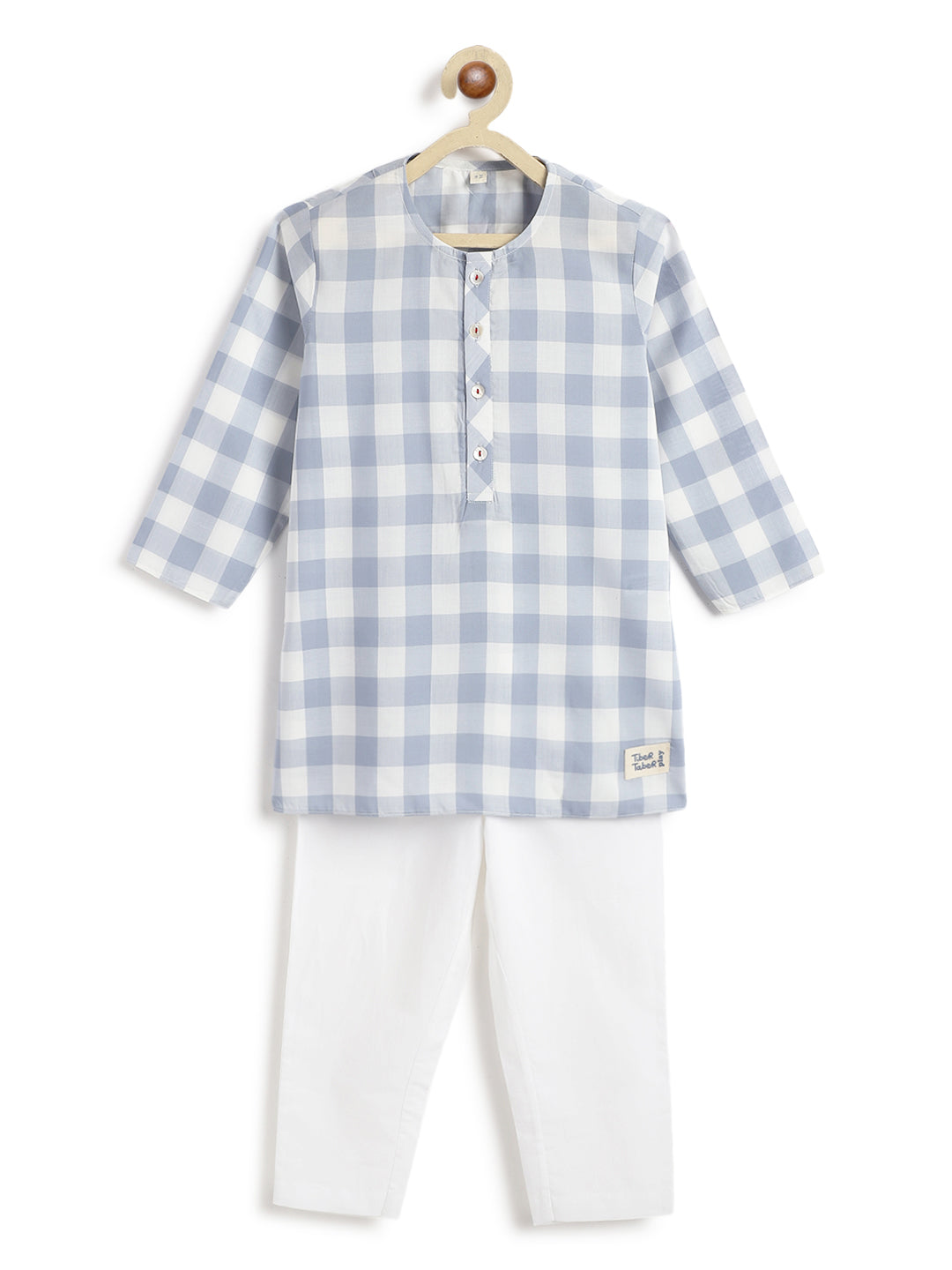 Sky Checks Boy Kurta Set - Image 2