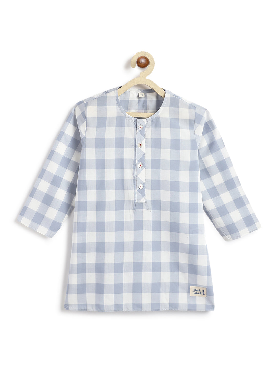 Sky Checks Boy Kurta Set