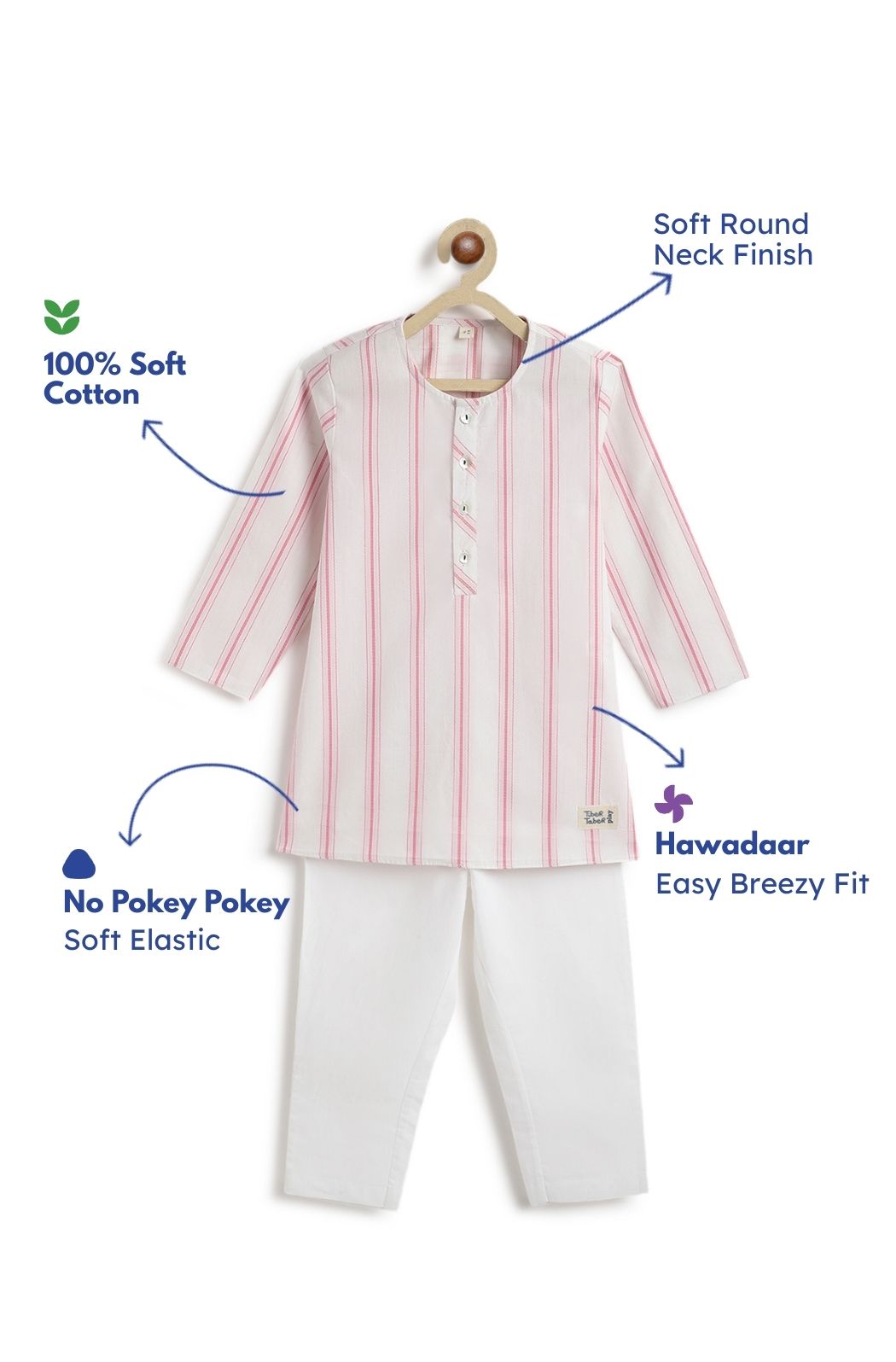 Pink Stripes Boy Kurta Set - Image 3